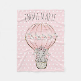 Prinses Olifant Roze Heet Lucht Ballon Baby Meisje Fleece Deken