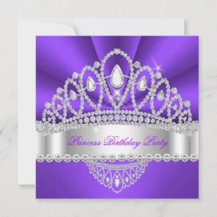 Prinses Paars Witte Diamanten Diadeem Verjaardagsf Kaart
