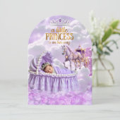 Prinses Paarse Baby Shower Paard Kar Kaart (Staand voorkant)