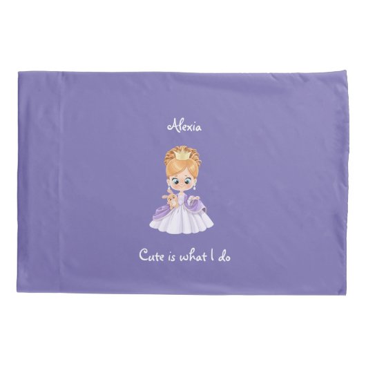 Prinses paarse kinderdagverblijf kussensloop (Achterkant)