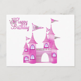 Prinses Party-Pink Castle Verjaardag Uitnodigingen