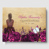 prinses Pink Butterfly Quinceañera Gastenboek (Voorkant)