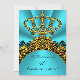Prinses Prins Koning Koningin Goud Teal Verjaardag Kaart