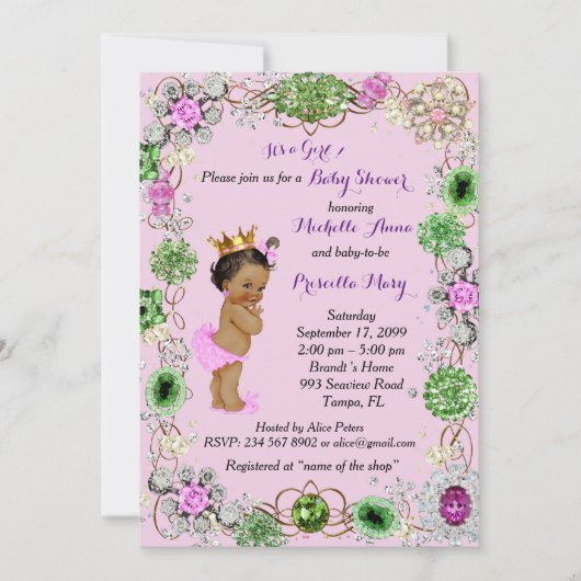 Prinses Prinses Baby shower Uitnodiging, Kleine Pr Kaart (Voorkant)