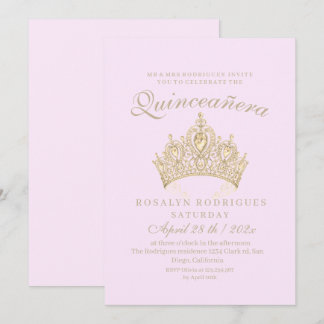 Prinses Quinceañera Elegante Gouden Kroon Roze  Kaart