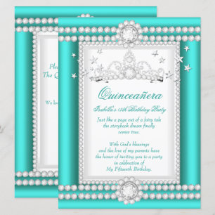 Prinses Quinceanera Jade Teal Diamanten Tiara Kaart