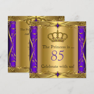Prinses Regal Paars Goud 85ste Verjaardagsfeest Kaart