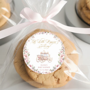 Prinses Roze en Goud Baby shower Ronde Sticker