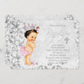 prinses roze en grijs doopsel kaart (Voorkant / Achterkant)