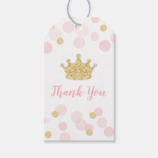 Prinses Roze Goud Glitters Verjaardag Bedankt Cadeaulabel (Voorkant)