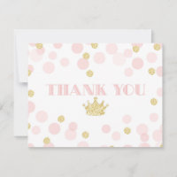 Prinses Roze & Gouden Glitter Dank u kaart