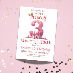 Prinses Roze Kasteel Derde 3e Verjaardag Kaart