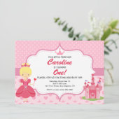 Prinses Roze Meisje Verjaardag Uitnodiging (Staand voorkant)