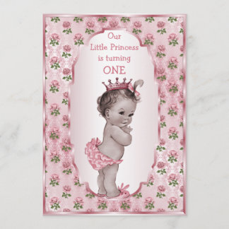 Prinses Roze Rozen 1e of 2e Verjaardag Kaart
