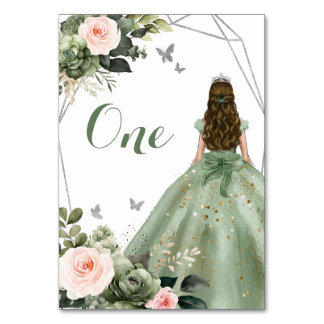 Prinses Sage Groen Bloem Blush Roze 15 Años Kaart