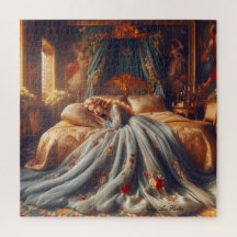 Prinses slaapt in koninklijke kasteelkamers