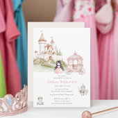 Prinses Sprookjespastel Roze Verjaardag Uitnodigen Kaart