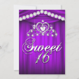 Prinses Sweet 16 Feest Paarse Draperie Tiara Kaart