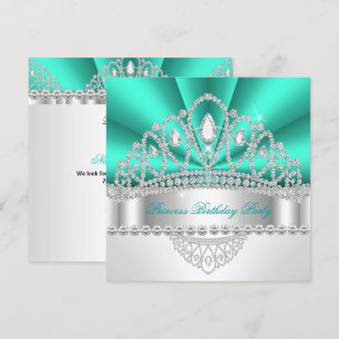 Prinses Teal Groene Diamanten Diadeem Verjaardagsf Kaart
