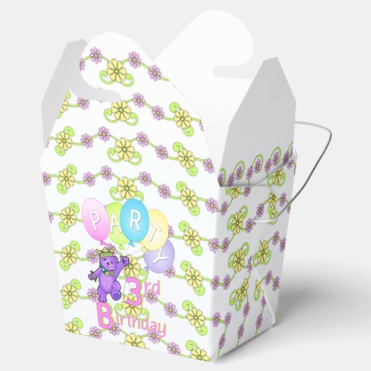 Prinses Teddy Bear 3e verjaardag Party Custom Bedankdoosjes (Geopend)