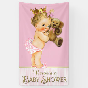 Prinses Teddybeer Babyshower Spandoek