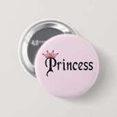 Prinses Tekst met kroon Ronde Button 5,7 Cm (Voorkant /achterkant)
