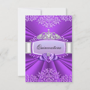 Prinses Tiara & Damask Quinceanera Uitnodiging