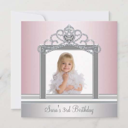 Prinses Tiara Foto Prinses Verjaardagsfeest Kaart (Voorkant)