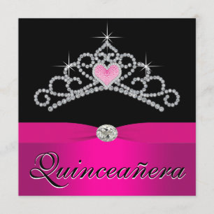 prinses Tiara Hot Pink Quinceanera Kaart