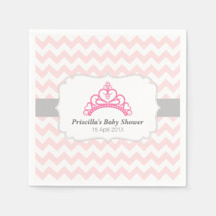 Prinses Tiara, Roze Chevron, Baby Meisje Douche Servetten