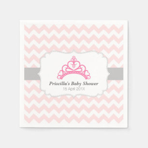 Prinses Tiara, Roze Chevron, Baby Meisje Shower Servetten