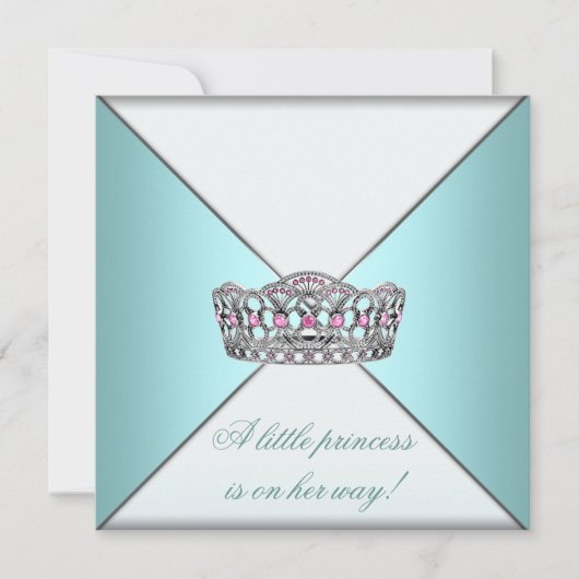 Prinses Tiara Turquoise Witte Baby Meisje Shower Kaart (Voorkant)