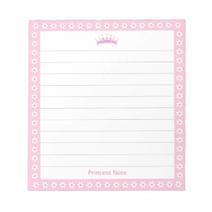 Prinses Tiara & Witte Bloemen op Gelinieerd Notitieblok