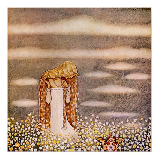 “Prinses Tuvstarr” John Bauer Aquarel Perfect Poster (Voorkant)