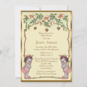 prinses Twins Rozen & Hearts Baby shower Kaart (Achterkant)