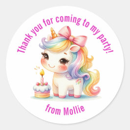 Prinses Unicorn bedankt Ronde Sticker