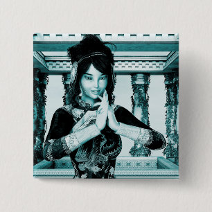 Prinses van China Vierkante Button 5,1 Cm