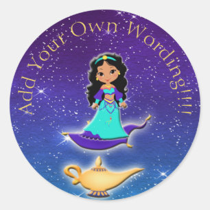 Prinses van de Arabische Nights Genie Magical Stic Ronde Sticker