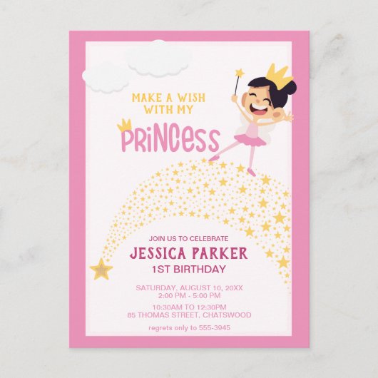 Prinses van de sterren, magische wensen briefkaart (Voorkant)