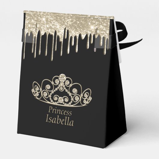 Prinses Verjaardag - Gouden Tiara kroon Bedankdoosjes (Achterkant)