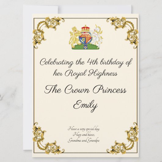 Prinses Verjaardag Hare Koninklijke Hoogheid Naam Kaart (Achterkant)