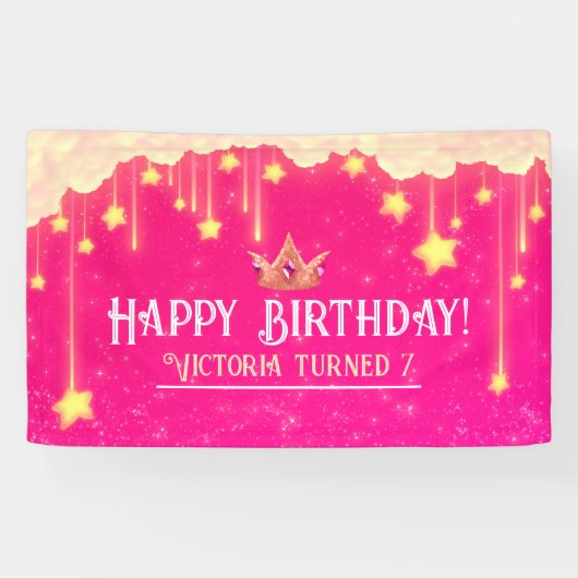 Prinses Verjaardag Roze Banner (Horizontaal)