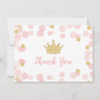 Prinses Verjaardag Roze en Goud Dank u Kaart