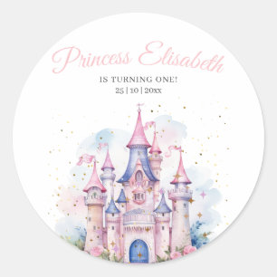 Prinses verjaardagsfeest, Prinses Kasteel Verjaard Ronde Sticker