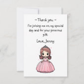 Prinses Verjaardagsfeest Roze Gown Schattigee Cart Bedankkaart (Achterkant)