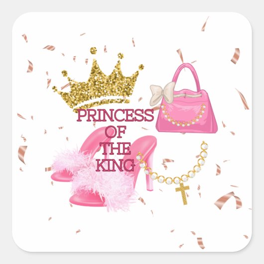 Prinses verjaardagsfeest vierkante sticker (Voorkant)
