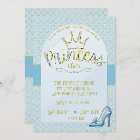 Prinses Verjaardagsfeestuitnodigingen Kaart (Voorkant / Achterkant)