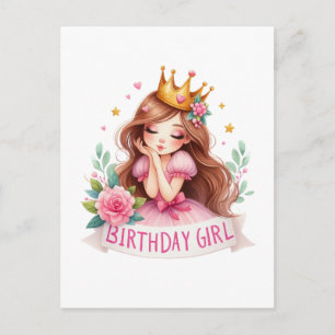 Prinses Verjaardagsmeisje Kroon Briefkaart