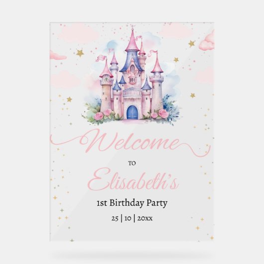 Prinses verjaardagsuitnodiging, Kleine Prinses 1e Acryl Bord (Voorkant)