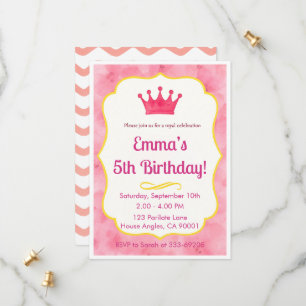 Prinses Verjaardagsuitnodiging   Roze Koninklijke  Save The Date